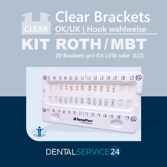 Clear Brackets | MBT / ROTH | 3er und 3- 5 mit Hook | .018 .022 | 1 Kit = 20 Brackets