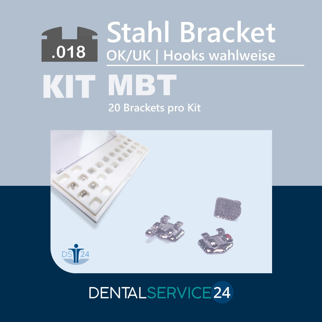Metallbrackets mini NICKELFREI | MBT / ROTH | 3er und 3- 5 mit Hook | .018 .022 | 1 Kit = 20 Brackets