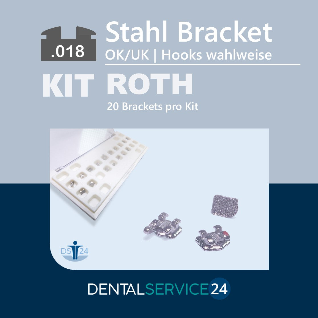 Metallbrackets mini NICKELFREI | MBT / ROTH | 3er und 3- 5 mit Hook | .018 .022 | 1 Kit = 20 Brackets