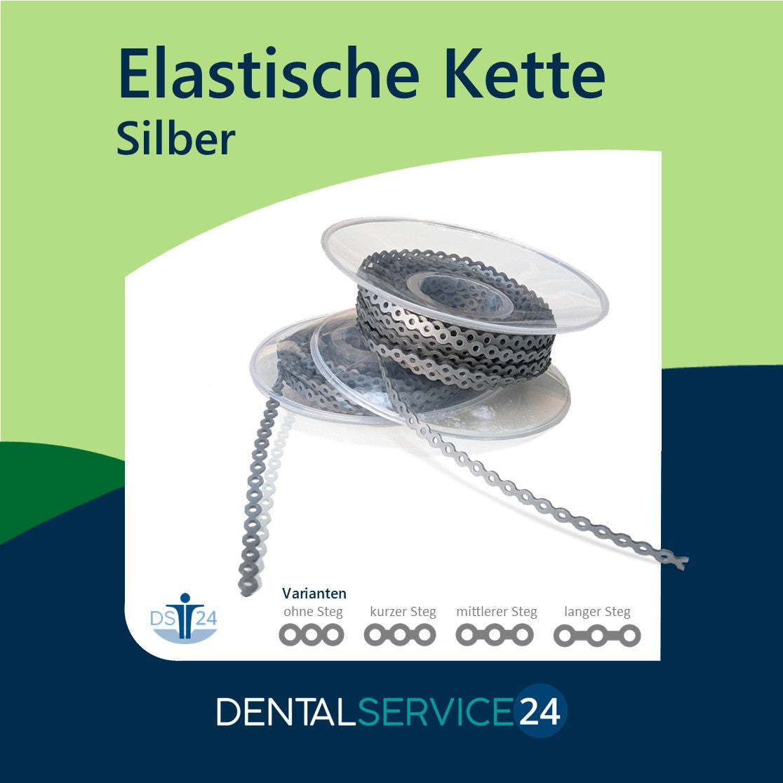 Elastische Kette auf Spule in verschiedenen Steg Abständen und Farben (Länge 4,5 m) Powerkette