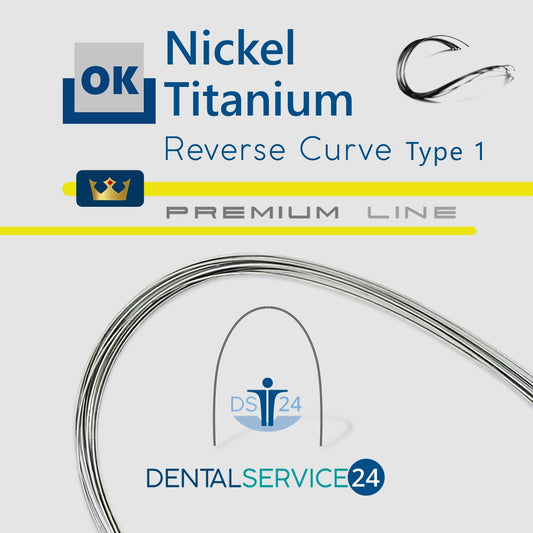 PREMIUM Nickel-Titanium Reverse Curve Bögen Typ I und Typ III | NiTi Bogen | Vierkant | 10 Stück/Pack