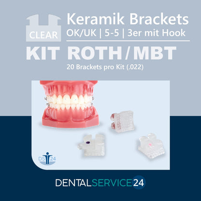 Keramik- Bracket MBT .022 3-3 Oberkiefer 3 Hook
