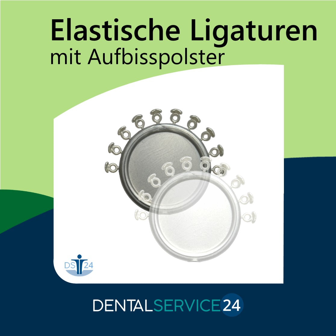 Elastische Ligaturen mit Aufbissschutz (klar und silbern)