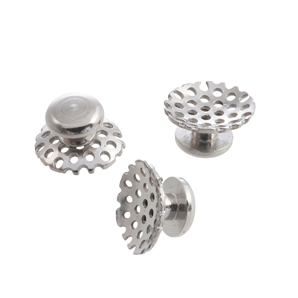 Lingual Metall Buttons mit perforierter Basis rund